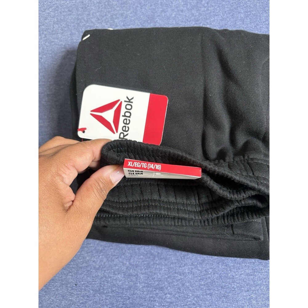 Reebok Black Fleece Jogger Pants Slim Fit XL Teens Drawstring Pockets